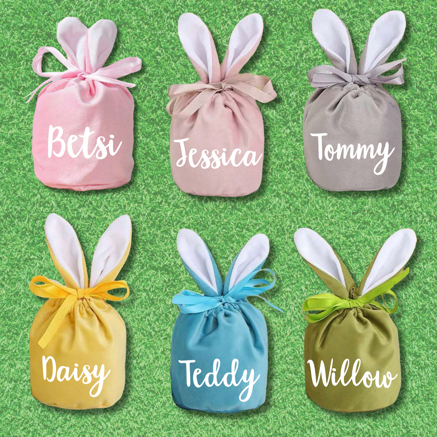 Personalised Mini Drawstring Bunny Gift Bag.