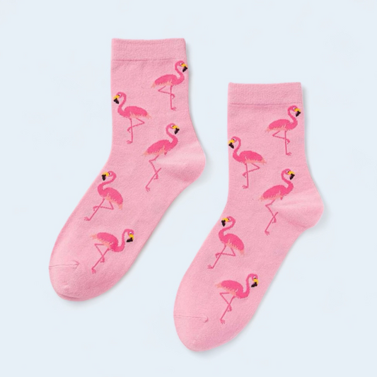 Flamingo Print Crew Socks