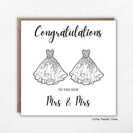 Mrs & Mrs Congratulations wedding card | Personalise wedding card