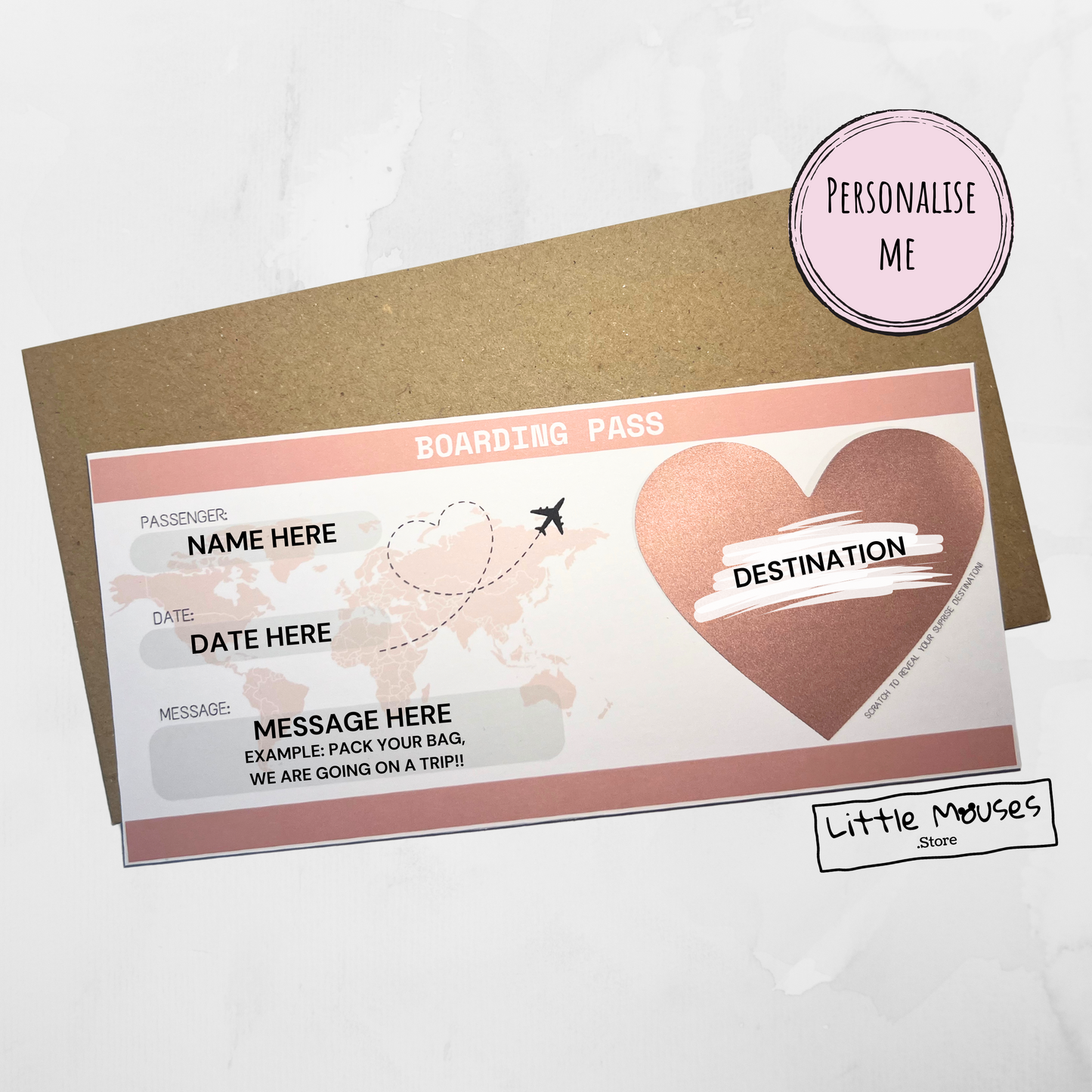 Personalised Scratch Surprise Boarding Pass | Personalised Boarding Card | Boarding Pass For Surprise Destination | Custom Boarding Pass