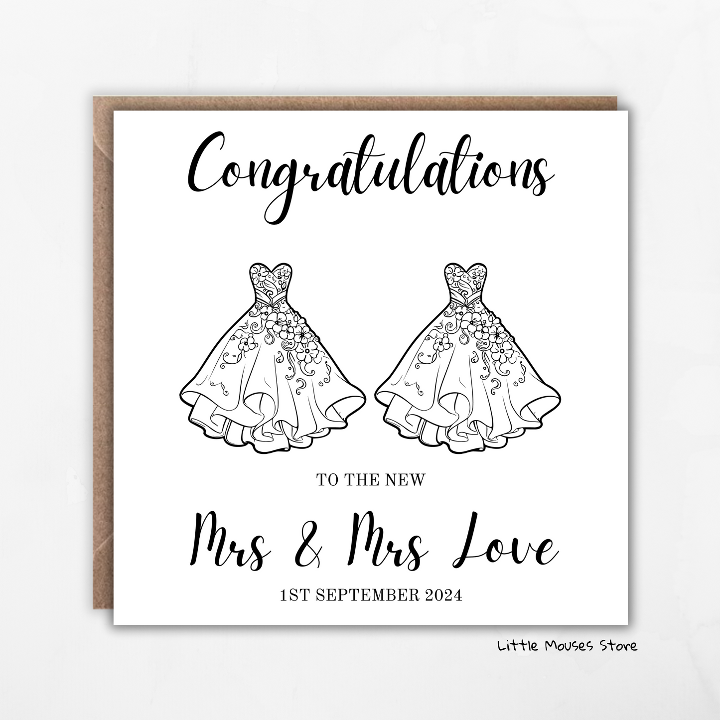 Mrs & Mrs Congratulations wedding card | Personalise wedding card