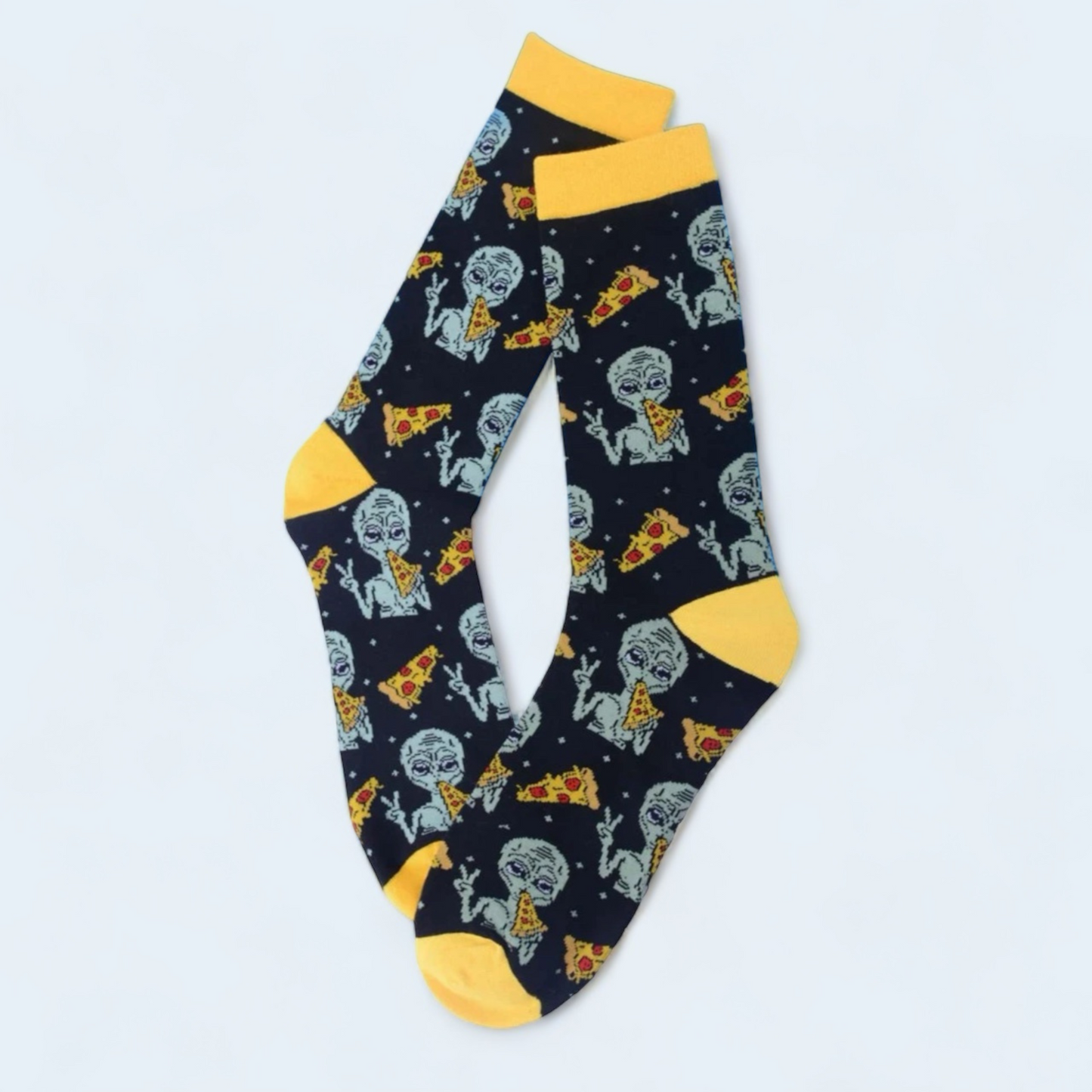 Men Alien & Pizza Print Crew Socks