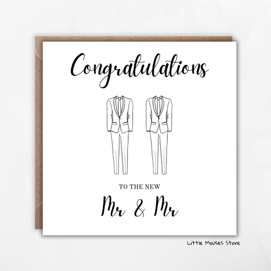 Mr & Mr Congratulations wedding card | Personalise wedding card