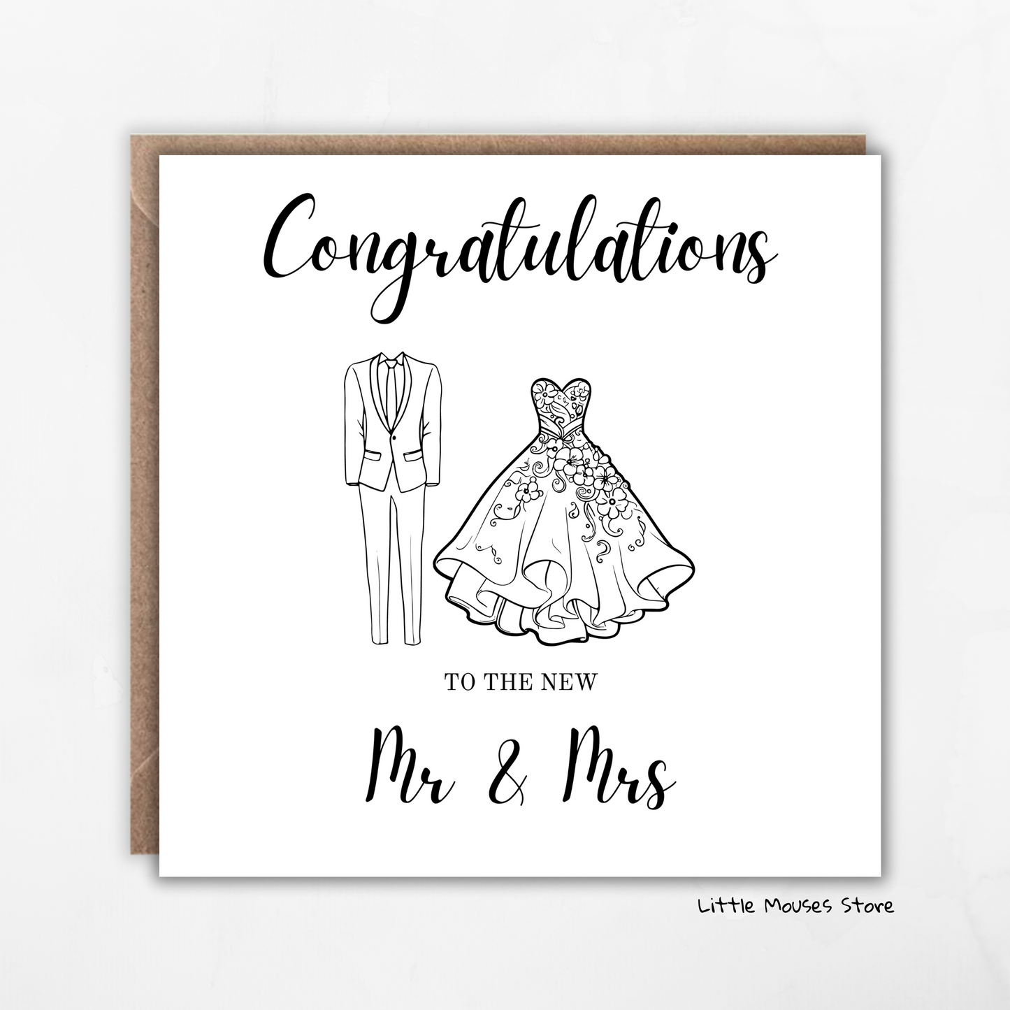 Mr & Mrs Congratulations wedding card | Personalise wedding card