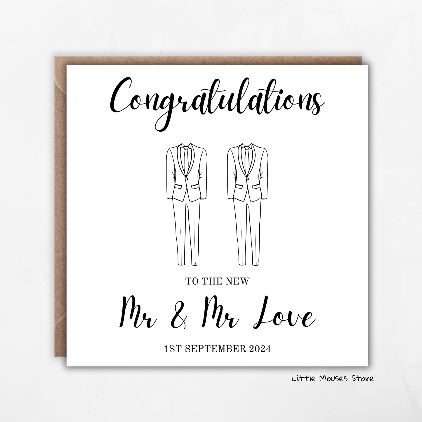 Mr & Mr Congratulations wedding card | Personalise wedding card